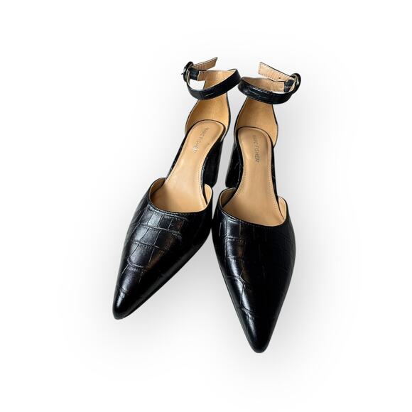 MARC FISHER Black Block Heels Leather Magie 6.5 Ankle Strap Animal Print Party - Picture 4 of 8